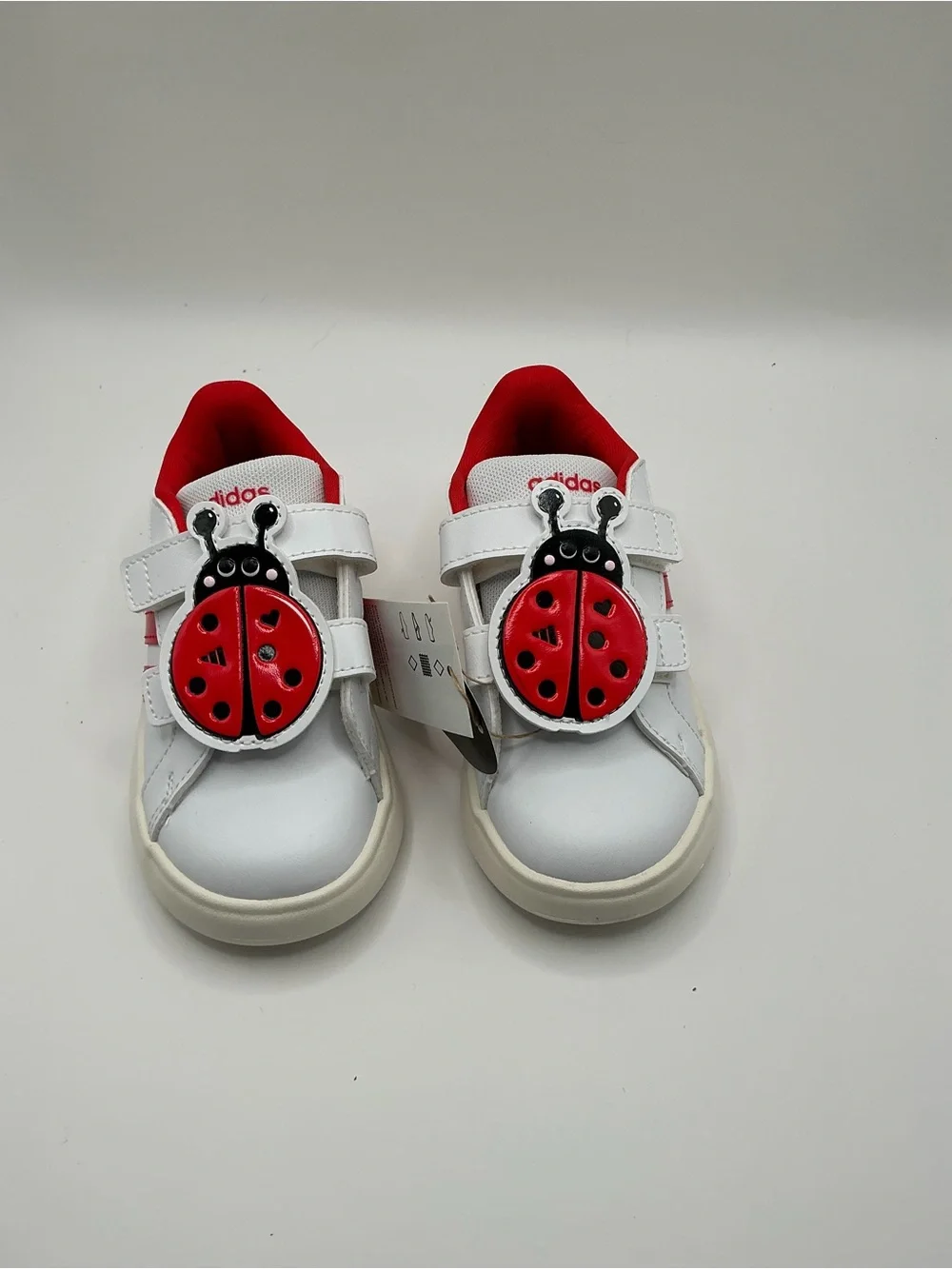 Adidas Kids bubble comfy bottoms White and Red Ladybug Velcro Sneakers